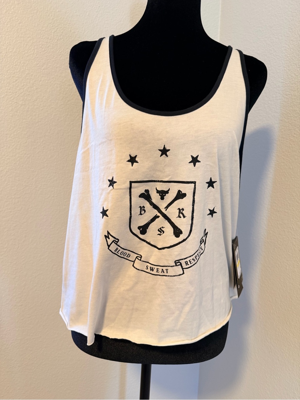 Under Armour White Tank Top with Black Graphic Crest - Picture 4 of 5